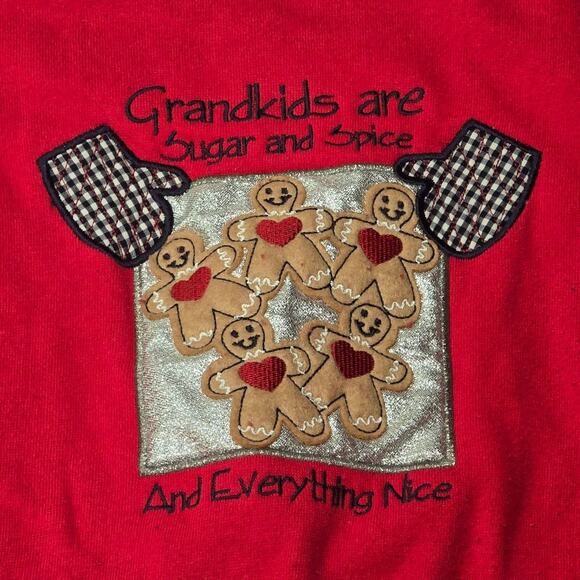 Vintage Ginger Bread GRANDKIDS ARE SUGAR & SPICE Pull Over Crew Neck Sweater Top - Picture 1 of 8